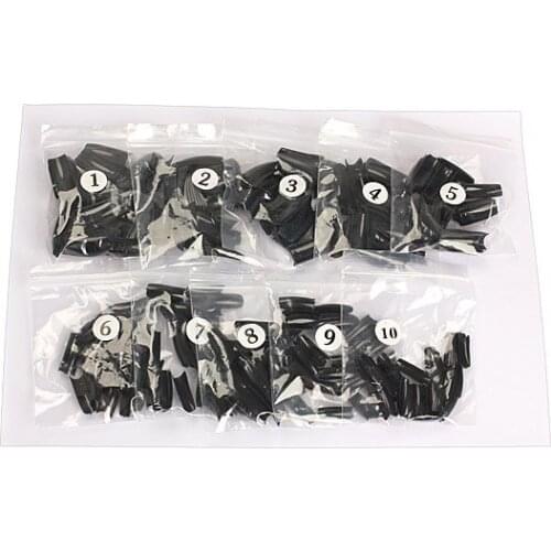500PCS Classic Acrylic French Half False Nail Art Tips Punk Black Set