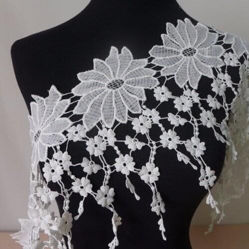 Delicate White Fringe Lace Fabric Trim Embroidery DIY Sewing Craft Lace Accessories 5 Yards 22CM Wide Free Shipping