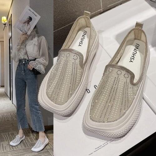 2021 The New One-pedal Womens Shoes Fishermans Shoes Are Flat-bottomed Fashion Shoes with Soft Soles and Full Diamonds