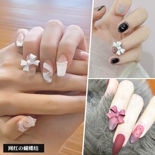 100pcs 3D New Bow-knot Nail Charms Metal Nail Art Decorations Red/White/Blcak/Grey Manicuring Accessories