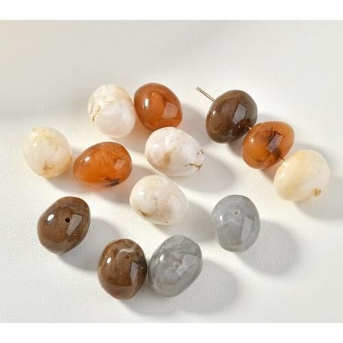 New style 50pcs/lot color print geometry irregular ovals shape resin beads with holes diy jewelry earring/bracelet accessory