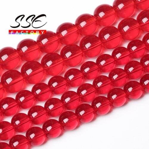 Wholesale Natural Stone Loose Beads Red Glass Beads 15" Strand 4 6 8 10 12 mm For Jewelry Making DIY Bracelet Accessories CMG6