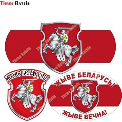 Three Ratels B381 PVC Decal Red And White Flag Of Belarus Waterproof Car Sticker On Motorcycle Laptop Decorative