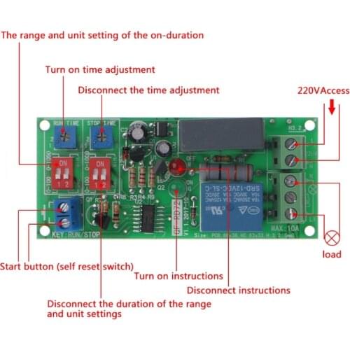 Dual Time Adjustable Cycle Delay Timing Relay Repeat ON OFF Switch Infinite Loop Timer Module AC 100V 110V 120V 220V 230V 240V