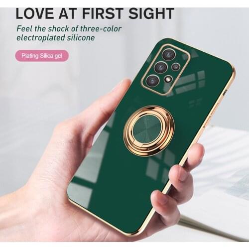 Luxury Plating Silicone Finger Ring Holder Case For Samsung Galaxy A32 5G Soft Cover Shell Box For Sansung Samsong A 32 32A 6.5"