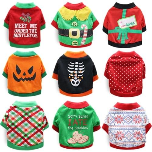 Christmas Pet Clothes for Dog Shirt Halloween Cat Costume Cosplay Puppy Vest for Small Medium Dogs Clothing Chihuahua Hoodies 30