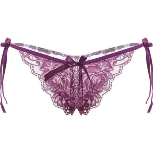 Sexy Lace Womens Panties Thongs Low-waist Butterfly G-String Underpant Briefs String Femme Hollow Out Open Crotch Underwear