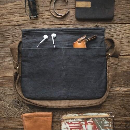 Maden Men’s Waxed Canvas Messenger Bag Travel School Work Tools Crossbody Bag