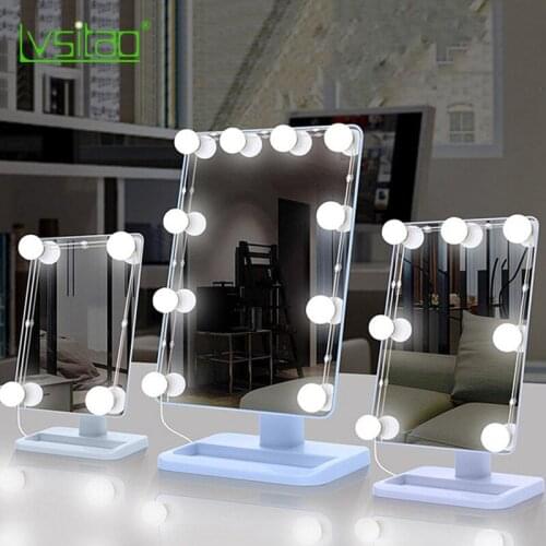 Led Vanity Mirror Light USB Makeup DIY 10 Bulbs LED Mirror Kit Decoration Lamp Strip Dimmable Touch Bulb Vanity Mirror