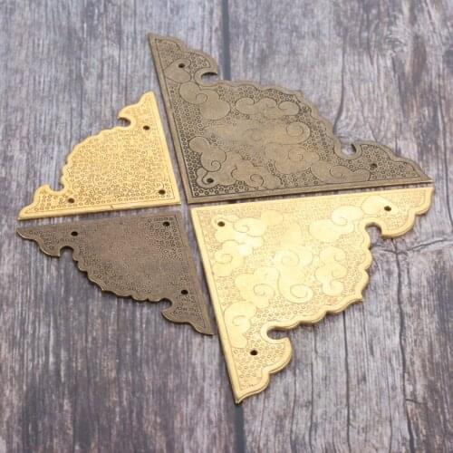 2Pcs Antique Copper Furniture Safety Corner Protector Drawer Fittings Wooden Box Chest Decorative Furniture Accessories 48/ 75mm