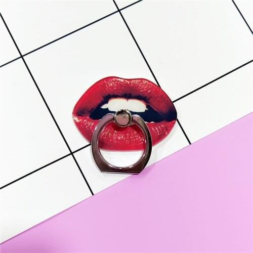 2020 New Design 1 Piece Universal Metal Finger Ring Mobile Phone Holder Cute Lip Glasses Perfume Bottle Pattern Phone rings