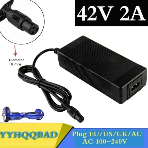 NEW 42V 2A Universal Battery Charger, 100-240VAC Power Supply for Self Balancing Scooter Hoverboard UK/EU/US/AU Plug