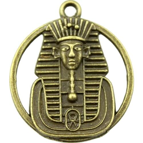 WYSIWYG 4pcs 23mm Pendant Egyptian Pharaoh Double Sided Egyptian Pharaoh Charm Pendant Egyptian Pharaoh Pendant