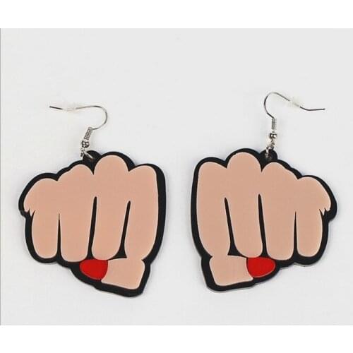 2021 Women Punk Earrings Cartoon Fist Pandent Earrings Charm Hip Hop Girls Gift Cute Hook acrylic jewelry Evening Party Earring