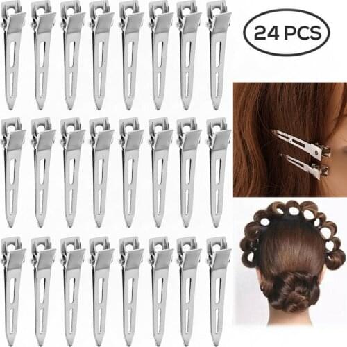 24pcs Ladies No Bend Hair Clips Pin Curl Hair Clip No Crease Makeup Hair Clip Fixed Sectioning Clamp Hairdressing Styling Tools