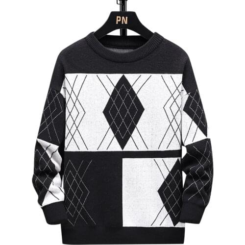 Autumn and winter new womens plus size sweater 3XL-7XL bust 135CM fashion loose retro lazy style diamond check pullover sweater