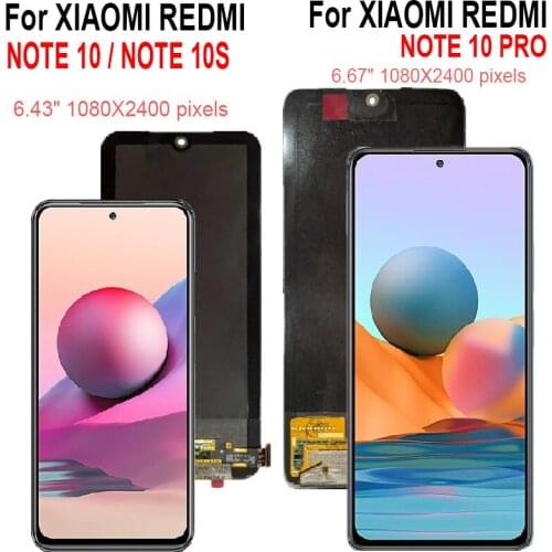 New Original For Xiaomi Redmi Note 10 Pro Note 10S M2101K6G LCD Digitizer Display Touch Screen With Frame Replacement Parts