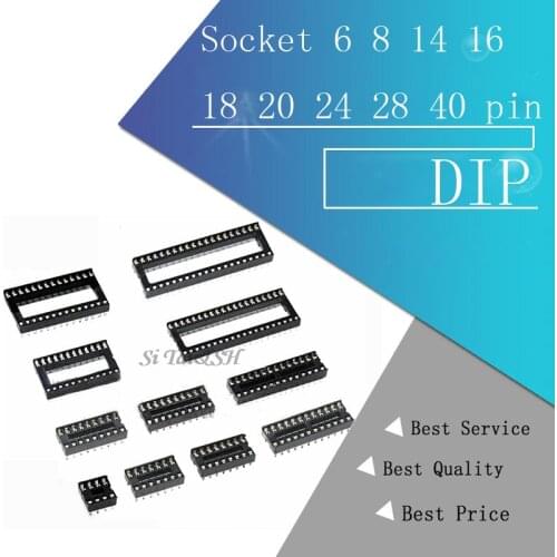 10PCS IC Sockets DIP6 DIP8 DIP14 DIP16 DIP18 DIP20 DIP28 DIP40 pins Connector DIP Socket 6 8 14 16 18 20 24 28 40 pin