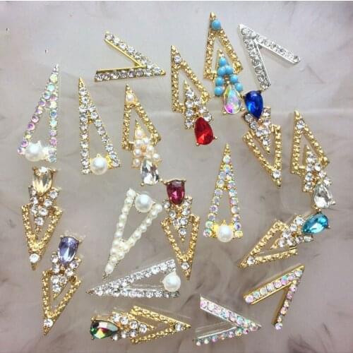10Pcs Luxury Nail Art Charm Triangle Hollow Waterdrop Shaped Nail Art Design Crystal Diamond Jewelry Manicure Nail Art DIY Craft