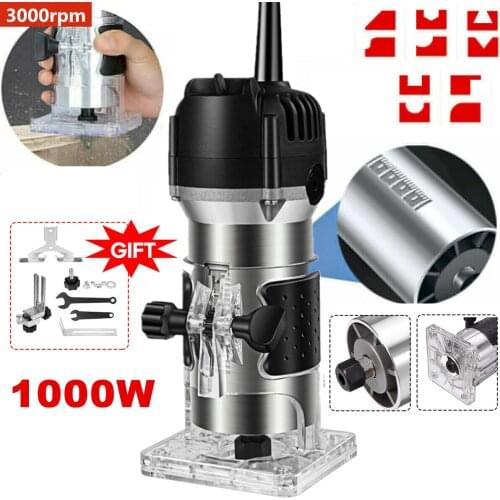 1000W 32000r Wood Router Tool Combo Kit Electric Woodworking Machines Power Carpentry Manual Trimmer Tools With Milling Cutter