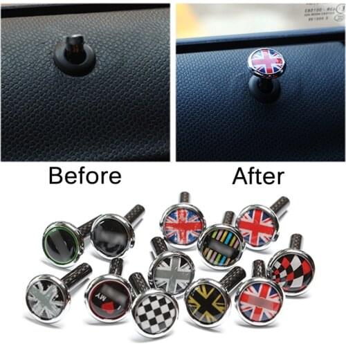 2pcs carbon fiber zinc alloy Door Lock Pin For Mini Cooper S One JCW Clubman Countryman R53 R55 R56 R57 R58 R59 R60 R61 F56 F57