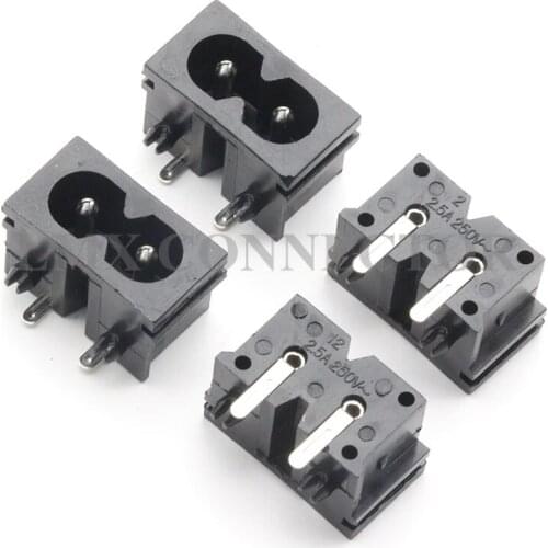20PCS IEC320 C8 Male Plug 2.5A 250V Terminal Power Plug Inlet Socket Connector Copper AC-019