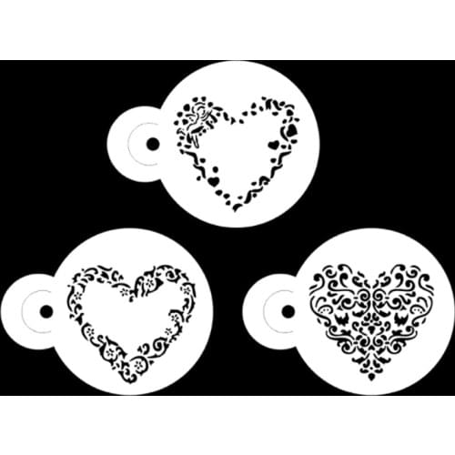 3pc Stencils Bullet Journal Heart Doodle Painted Template Scrapbook Coloring Embossing Album Decorative Paper Card Template