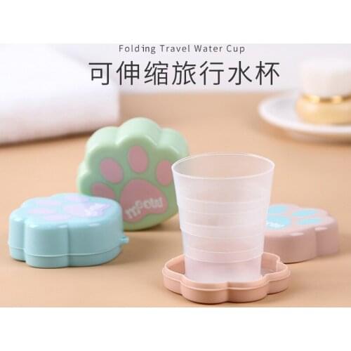 3099 cats paw cup telescopic folding cup creative cartoon plastic cup travel portable cup