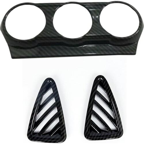 3x Carbon Fiber Interior Air Condition Outlet Panel Cover Trim for Mazda CX-3 CX3 2015-2019