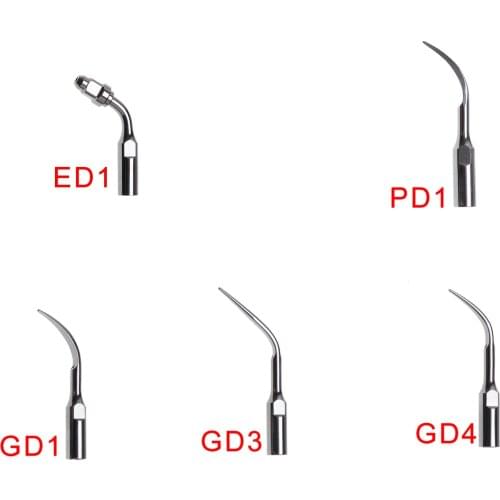 5-Pcs Dental Ultrasonic Scaler Tips fit Satalec/DTE Handpiece 5 Type (PD1+ED1+GD1+GD3+GD4)