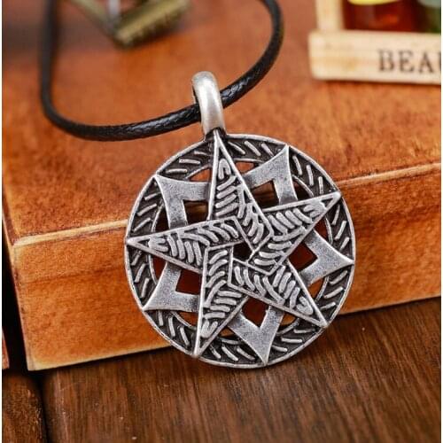 Antique Silver Nordic Knot Star Magic Pentagram Pendant Necklace Viking Talisman Wicca Necklace