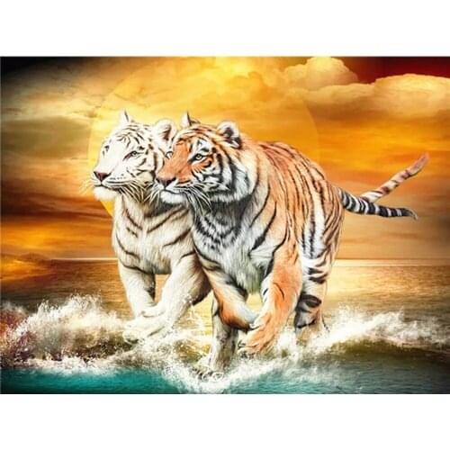 ARMYQZ 5D DIY Diamond Painting Tiger Full Square Round Diamond Embroidery Animal Picture Rhinestone Mosaic Decor For Home