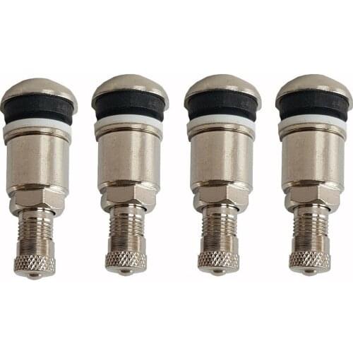 4pcs Stainless Steel Tyre Valve Bolt In Stem Tubeless Valve Stem Cap For Bbs Alloys Wheels Chrome Silver Metal Car Van