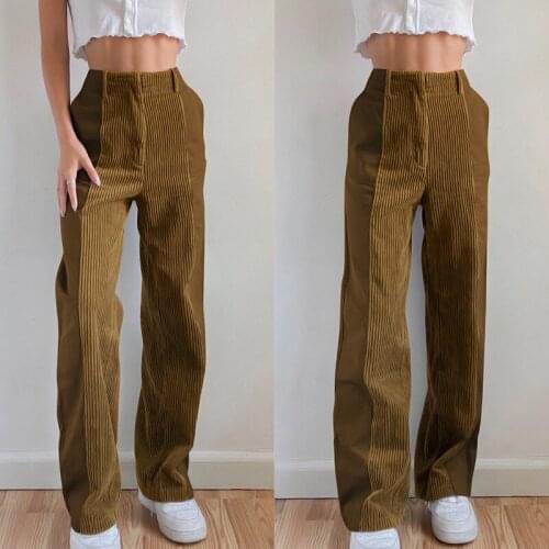 Corduroy Pants Women Y2K Harajuku Bottom Wide Leg Pant Low Waisted 90S Streetwear Joggers Stitching Retro Trousers Female 2021