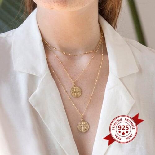 925 Sterling Silver Chain Round Zircon Necklace For Women Minimalist Small Bead Chokers Necklace Fine Jewelry Accessories Gift