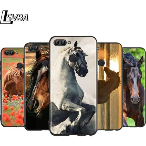 Great Horses Running for Huawei P Smart Z S Plus 2020 2019 Nova 5T 5i 5 4e 4 3i 3e 3 2i Phone Case Bright Black Cover