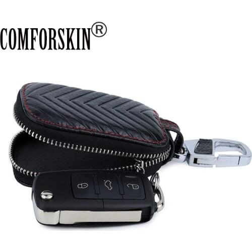 COMFORSKIN Fashion Geometric Style Key wallet Brand Design Multi-function Key Case For Car Guaranteed Cowhide Unisex Key Holder