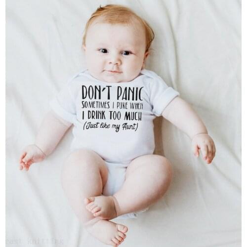 Kids Romper Newborn Baby Clothes Playsuit Sunsuit Outfits Don't Panic Print Infant Boys Girls Summer Rompers Costume Hot Sale