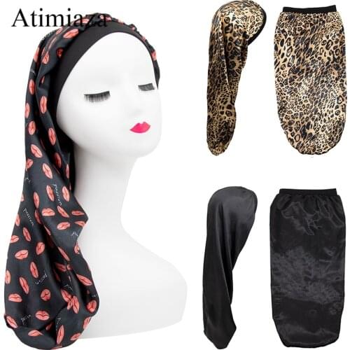 Long Hair Bonnet for Sleeping Satin Bonnet Loose Cap Bonnets Satin Sleep Cap Night Sleeping Cap for Women Braid Long Hair