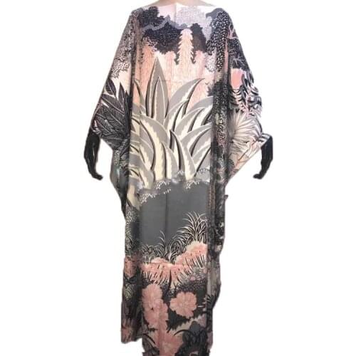 Full Length Holiday Summer silk bohemian Lady Maxi dress Dashiki Free Size Dubai Muslim Women Robe femme dresses for lady