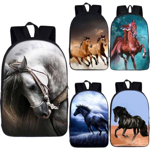 Elegant animal horse print backpack for teenager boys girls children school bags laptop backpack women men daypack rucksack
