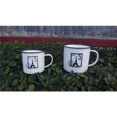 Enamel Tower Retro Nostalgic Cup Water Cup Tea Container Tea Cup Mug Milk Cup