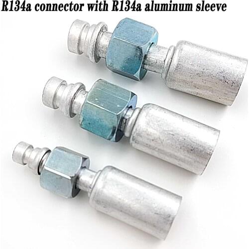 6 pcs )(straight)Automotive air conditioning aluminum fittings ,hose Joints R134a 3/8,1/2,5/8 with R134a aluminum sleeve clamp