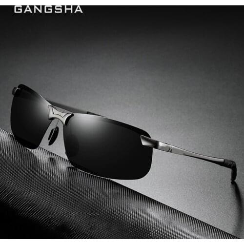 GANGSHA Sunglasses Men Polarized Driving Glasses Male Aluminum Frame UV400 Sun Glasses Day Night Vision Drivers Eyewear 3043