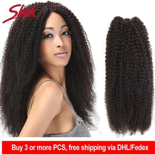 Sleek Afro Kinky Wave Curly Hair 100% Remy Brazilian Human Hair Weave Bundles Natural Color 1 Piece Free Shipping 10-28 Inches