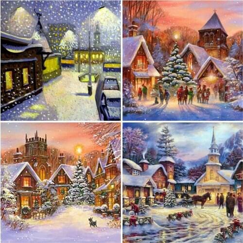 Diy Winter Snow Scenic 5D Diamond Painting Full Square Drill Landscape Diamond Embroidery Cross Stitch Kits Wall Art Home Decor
