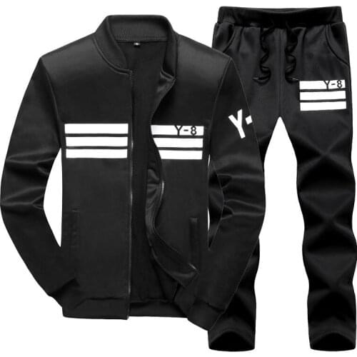 Men Sportswear Sets Running Sports Fitness Tracksuit Male Two Pieces Sweatshirt+Sweatpant Gym Men Outfit Set Size 9XL