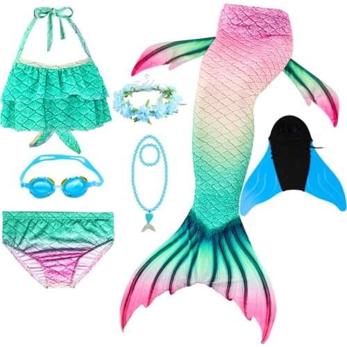 Halloween Purim Mermaid Cosplay Costume Mermaid Tails for Swimming with Monofin Tail Costume for Girl Beach Suit BirthdayDress