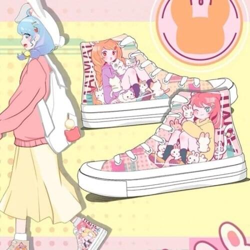 Harajuku Style Sneakers Kawaii Lolita Shoes Anime Womens Sports Flats Female Casual Tennis Basketball Vulcanize Footwear