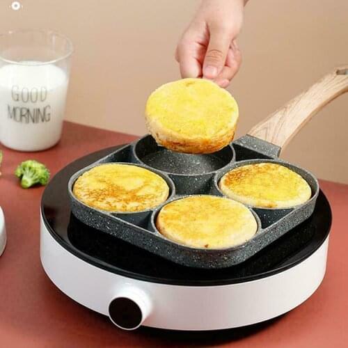 Four-Hole Kitchen Pan Thickened Omelet Pan Non-Stick Egg Pancake Steak Pan Cooking Ham Pans Breakfast Maker Cookware Frying Pot